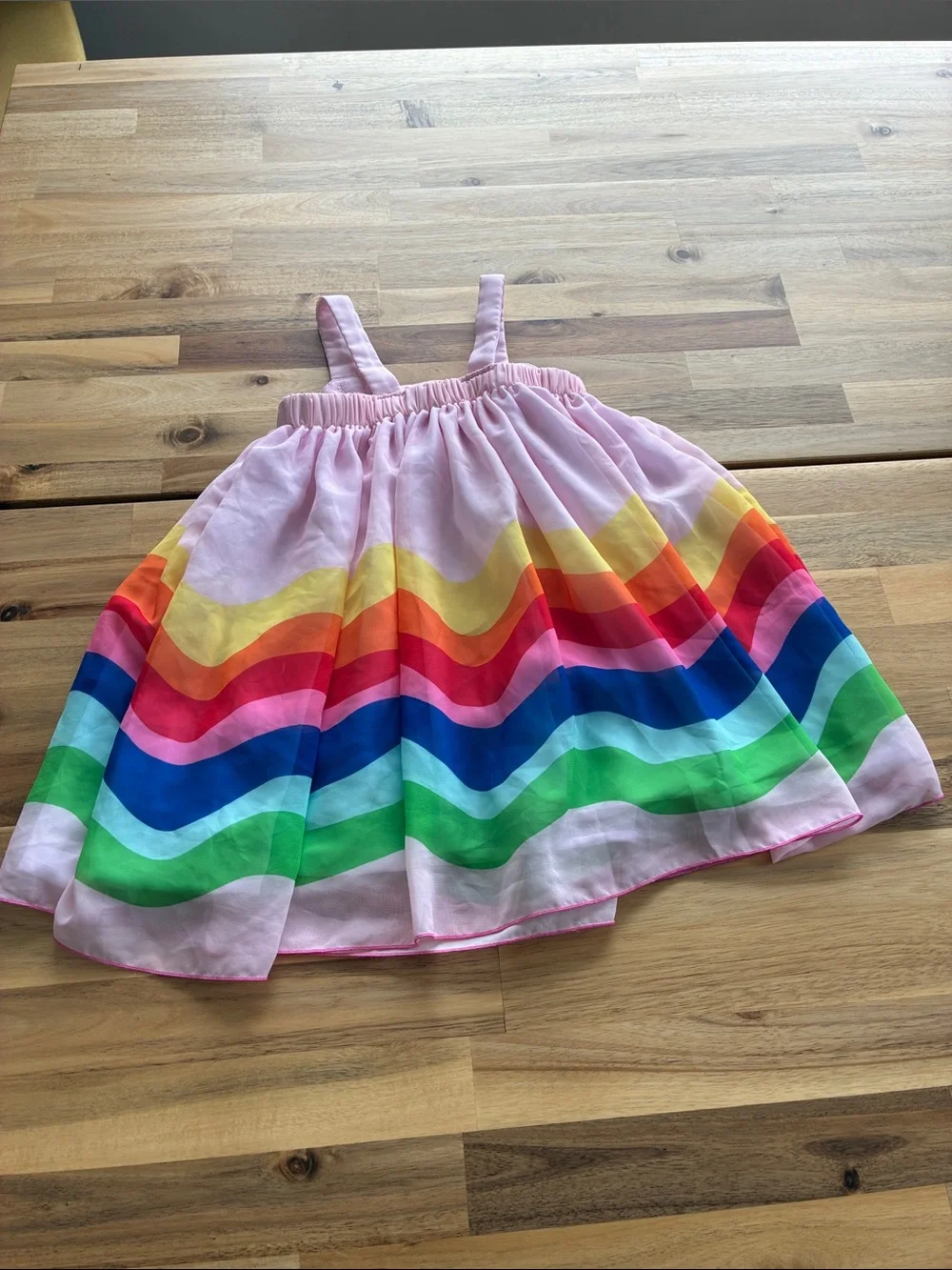 Goodlad Pink Rainbow Wavy Stripe Chiffon Dress - Size 3T